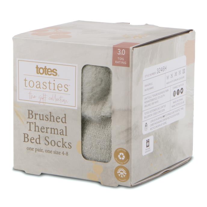 totes toasties Ladies Thermal Brushed Bed Sock Grey Extra Image 1